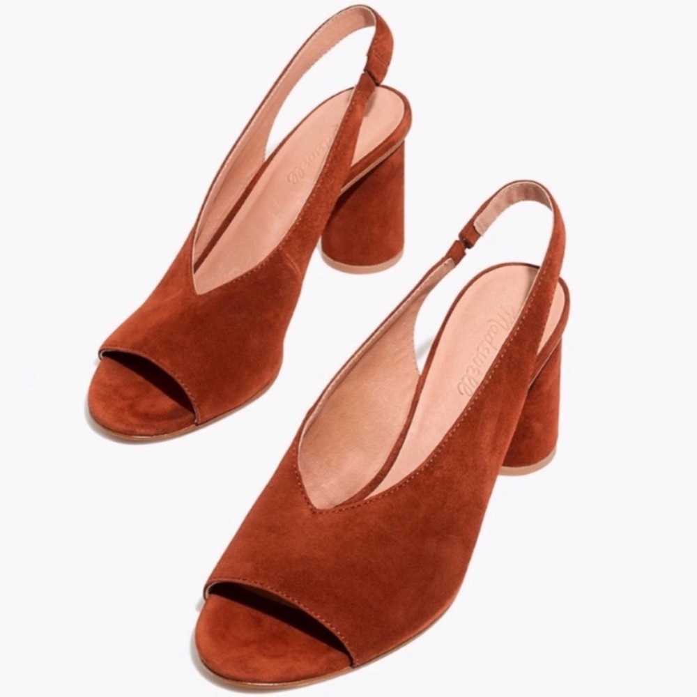 Madewell The Alana Slingback Suede Block Heels